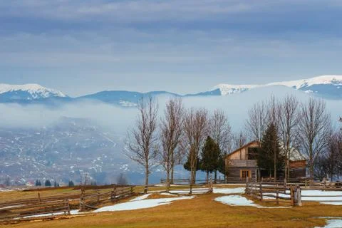 The beginning of spring in the mountains Foto stock