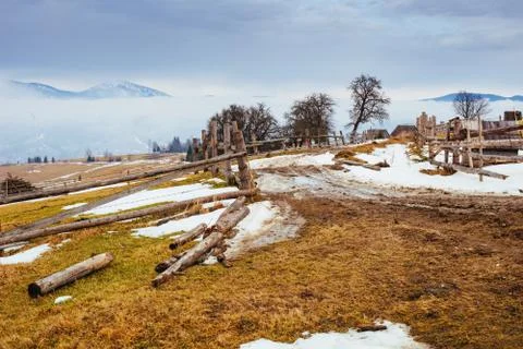 The beginning of spring in the mountains Stock Photos