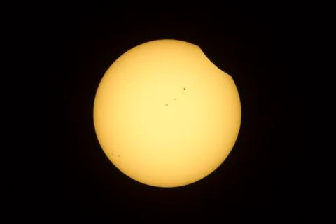 Beginning Stage  Solar Eclipse of 2017 Stock Photos