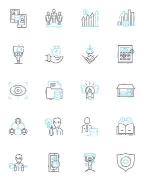 Beginning steps linear icons set. Initiative, Start, Introduction, Commencement Stock Illustration