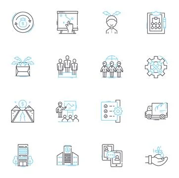 Beginning steps linear icons set. Initiative, Start, Introduction, Commencement Stock Illustration
