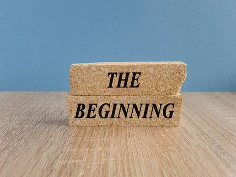 The beginning symbol. Concept words The beginning on brick blocks Stock Photos