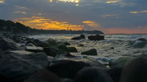 The Beginning of a Thunderstorm on the Coast Video stock 67460261