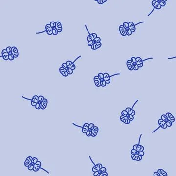 Begonia flower spring line vector seamless pattern 스톡 일러스트