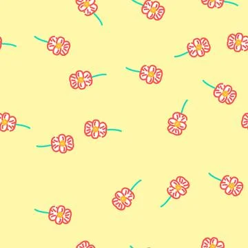 Begonia flower spring vector seamless pattern 스톡 일러스트