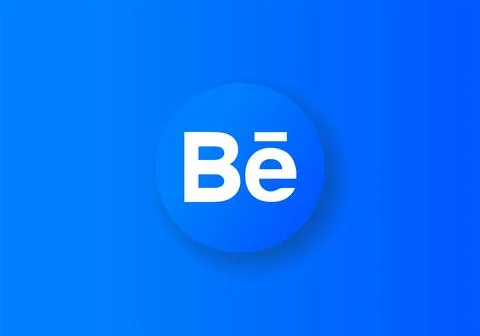 Behance icon printed on paper. Behance is an online social networking service Stock Illustration