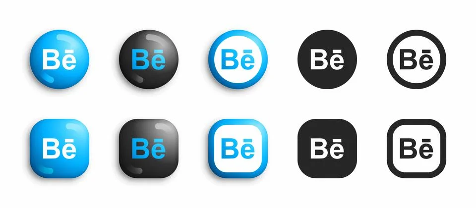 Behance Modern 3D And Flat Icons Set Vector Stock Illustration