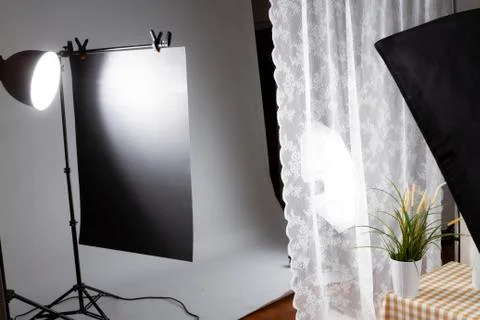 Behand the scense of lighting setup Stock Photos