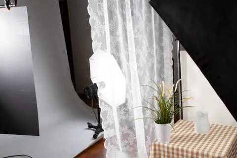 Behand the scense of lighting setup Stock Photos