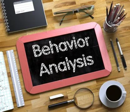 Behavior Analysis Concept on Small Chalkboard. 3D イラスト素材