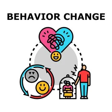 Behavior change process transforming negative emotions Stock Illustration