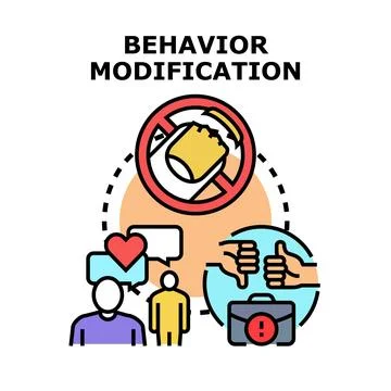 Behavior modification processes improving work habits and performance Stock Illustration