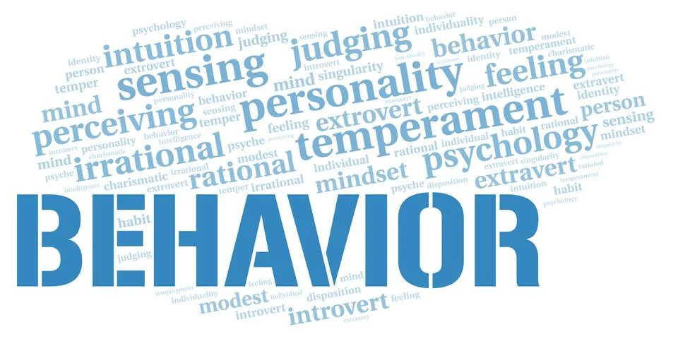 Behavior typography word cloud create with the text only. Stock Illustration