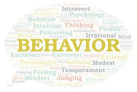 Behavior typography word cloud create with the text only. Stock Illustration