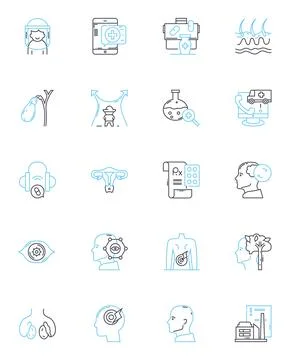 Behavioral analysis linear icons set. Psychology, Observation, Emotions Illustrazione stock