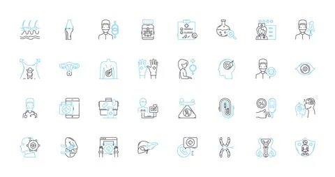Behavioral analysis linear icons set. Psychology, Observation, Emotions Illustrazione stock