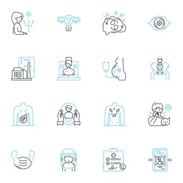 Behavioral analysis linear icons set. Psychology, Observation, Emotions Stock Illustration