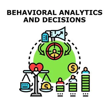 Behavioral analytics and customer decision making process Stock Illustration