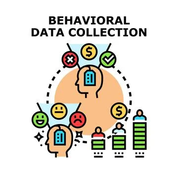 Behavioral data collection gathering insights for analysis Stock Illustration