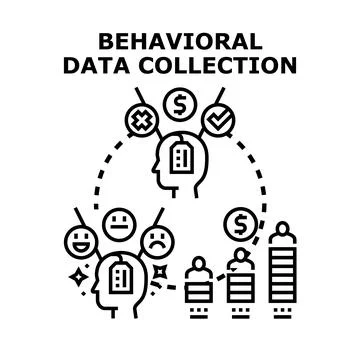 Behavioral data collection gathering insights for analysis Stock Illustration