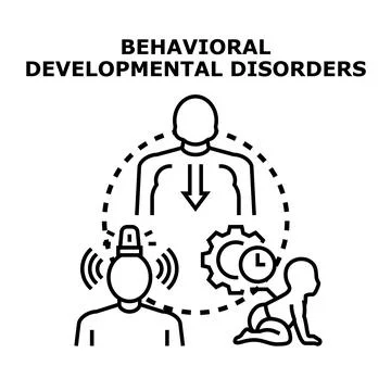 Behavioral developmental disorders impacting child and adult development Stock Illustration