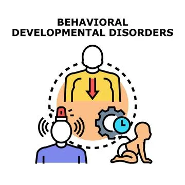 Behavioral developmental disorders impacting child and adult development Stock Illustration