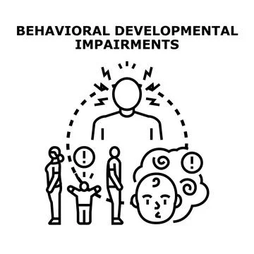 Behavioral developmental impairments impacting child and adult mental health Stock Illustration
