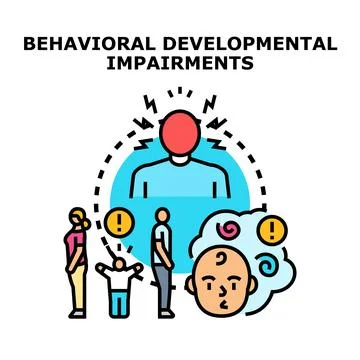 Behavioral developmental impairments impacting child and adult mental health Stock Illustration