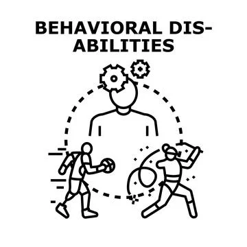 Behavioral disabilities impacting human mind and activity concept Stock Illustration