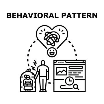 Behavioral pattern influencing human mental state and relationships Illustrazione stock