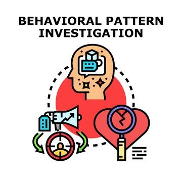 Behavioral pattern investigation analyzing human mind and emotions Stock Illustration
