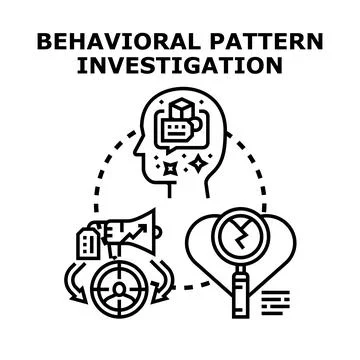 Behavioral pattern investigation analyzing human mind and emotions Stock Illustration