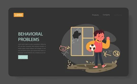 Behavioral problems of a neglected child nighmode or darkmode Illustrazione stock