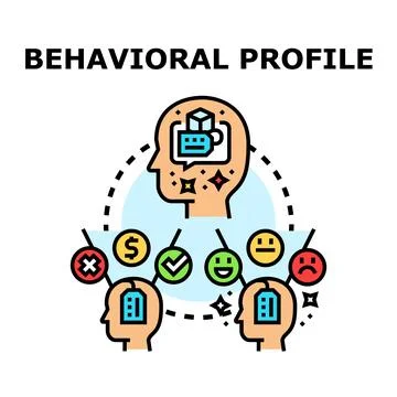 Behavioral profile creating human characteristics analysis diagram Stock Illustration