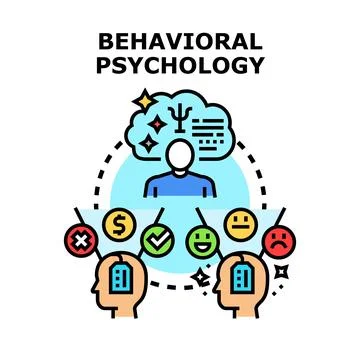 Behavioral psychology studying human thinking and decisions Иллюстрация
