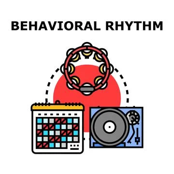 Behavioral rhythm of daily routine and life cycle Stock Illustration
