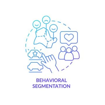 Behavioral segmentation blue gradient concept icons set Stock Illustration