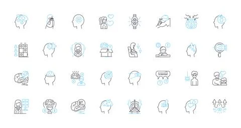Behavioral Therapy linear icons set. Approach, Change, Cognition, Commitment 스톡 일러스트