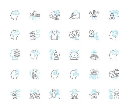 Behavioral Therapy linear icons set. Approach, Change, Cognition, Commitment Stockillustratie