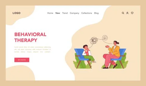 Behavioral Therapy session in progress. Flat vector illustration Illustrazione stock