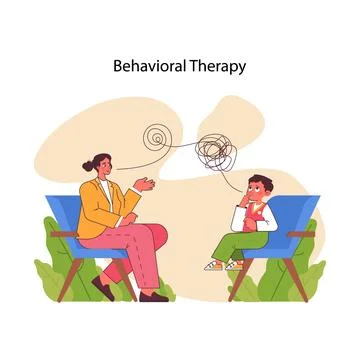 Behavioral Therapy session in progress. Flat vector illustration 스톡 일러스트
