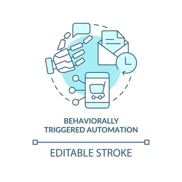 Behaviorally triggered automation turquoise concept icon Illustrazione stock