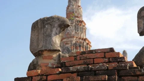 Beheaded Buddha Statues in Ayutthaya Stock Footage 72906385