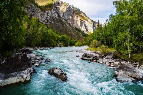 Behemoth River Rapid on the Chuya River Stock Photos