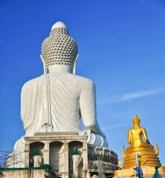Behind the big budha Stock Photos