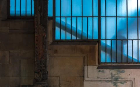 Behind a blue window Foto stock