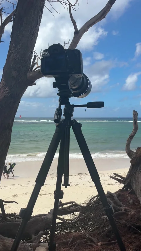 Behind the Camera: Beach Filming Day with Kitesurfers, Barbados Stock Footage 337197871