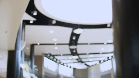 Behind the column shot showing the ceiling of school hall Stock-Footage 121108938