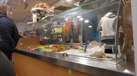 Behind the Counter Chef Prep and Salad Bar Stock Footage 57307607