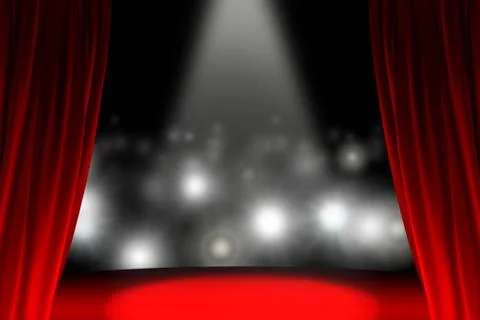 Behind the curtain while public is waiting Stock Illustration